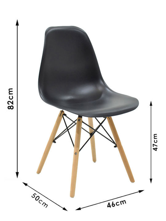Artekko Jolly Runder MDF Tisch 2 Stühle PP Schwarz Φ60x73 cm 3tlg 047-6222-b-s3