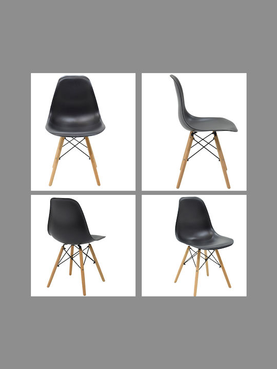 Artekko Jolly Runder MDF Tisch 2 Stühle PP Schwarz Φ60x73 cm 3tlg 047-6222-b-s3