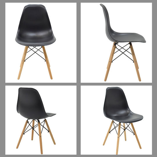 Artekko Jolly Στρόγγυλο Mdf Τραπέζι 2 Καρέκλες Pp Μαύρο Φ60χ73 Cm 3pcs 047-6222-b-s3