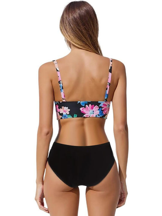 Bikinioberteile Blumen Schwarzes A-1084-Klein