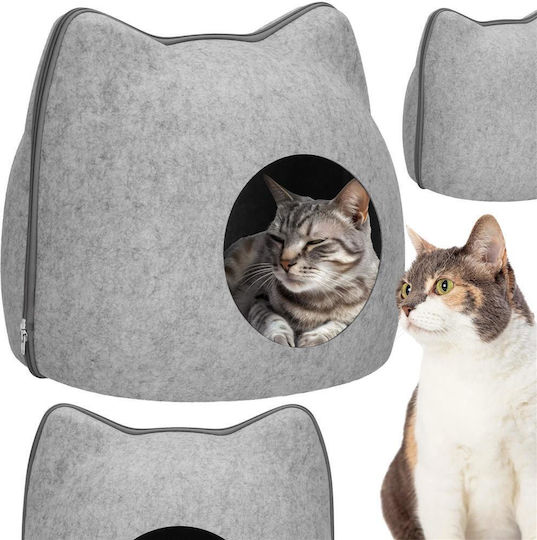 Cat Dog Bed Soft Fluffy Non-slip Detachable Pillow 38x36x36 Cm Gray
