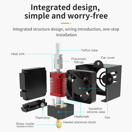 Kit Complet Hotend Ventilator Dual Capete Piese de Teflon pentru Conectare Șuruburi Ender 3 Ender 3 Pro Ender 3s Creality