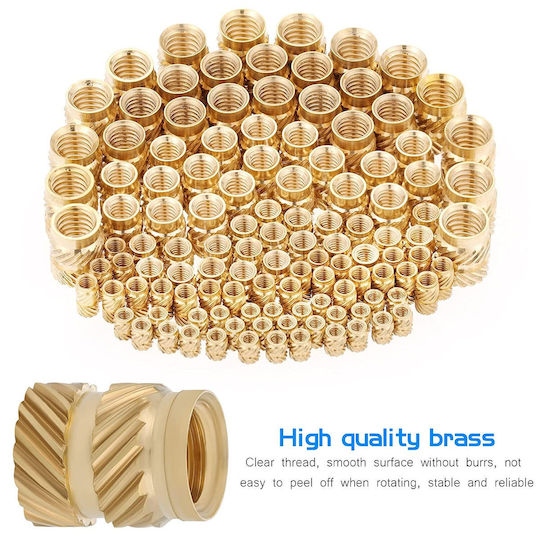 Set 390 Messing-Knurl-Inserts Gewindeeinsätze M2 M2.5 M3 M4 M5 M6 3D-Druck Kunststoffteile
