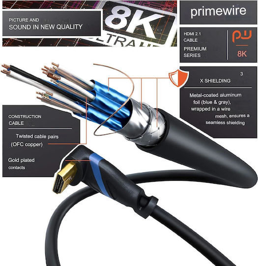 Cablu HDMI 8k @ 60 Hz Ultra Hd Cu Cabluri HDMI Unghi (90°) Lungime 3 M Dsc Dts-hd Dynamic Hdr 10+ Laptop Pc Ps5 4 3 Xbox Blu-ray Player