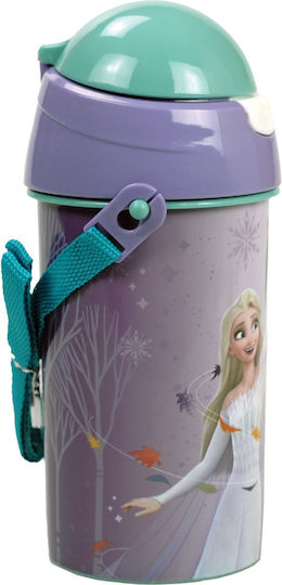 Gim Frozen Ii Sticlă Pentru Copii Din Plastic Frozen Termos Cu Pai Gri 500ml