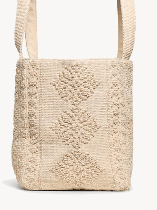 Fabric Women's Tote Handbag Beige