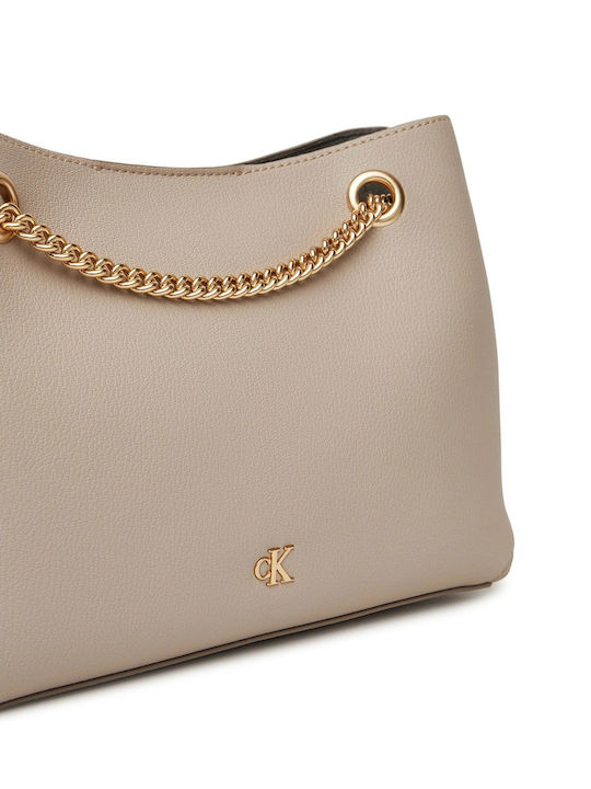 Minimal Monogram Women's Bag Shopper Shoulder Beige
