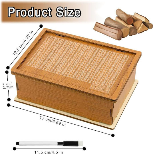 Cutie de Bani din Lemn pentru Economii Cu Numere Verificabile 17 X 12.5 X 7 Cm Reutilizabilă Cutie de Bani din Lemn pentru Economii Cu Numere Verificabile 17 X 12.5 X 7 Cm Reutilizabilă