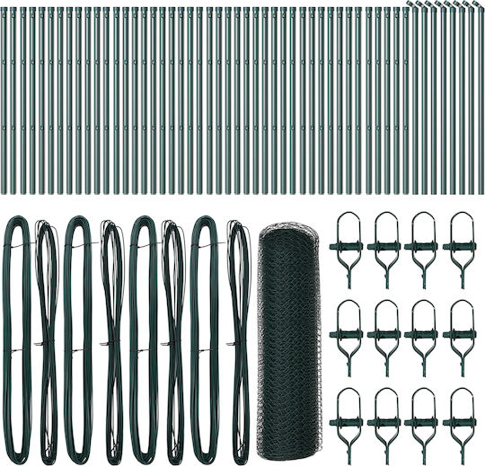 vidaXL Wire Fencing Galvanized with PVC Coating Set Green 0.6x100m