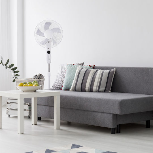 Aca Ανεμιστήρας Ορθοστάτης 55W Διαμέτρου 45cm με Τηλεχειριστήριο Λευκός