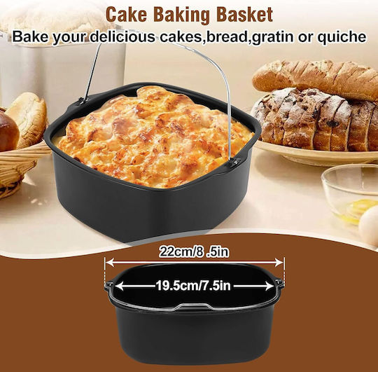 Set de Accesorii pentru Air Fryer de 15 Piese Compatibil cu Modele de 5.5 litri Inclusiv Forme de Copt Tava pentru Pizza Spatula Clesti Protecție din Silicon Universal