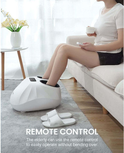 Shiatsu Massage Device Heat Function Remote Control Air Compression Cushions Rollers Timer Touch Control Panel Renpho White