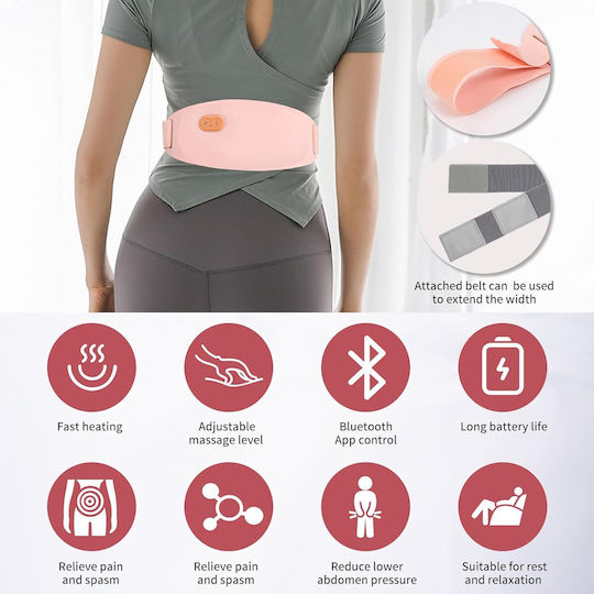 Centură Abdominală Bluetooth Dispozitiv De Masaj Cu Încălzire Anti-durere Menstruală Ciclu Suport Lombar Control Aplicație 3 Niveluri De Căldură 5 Moduri De Vibrație Reîncărcabilă Piersică