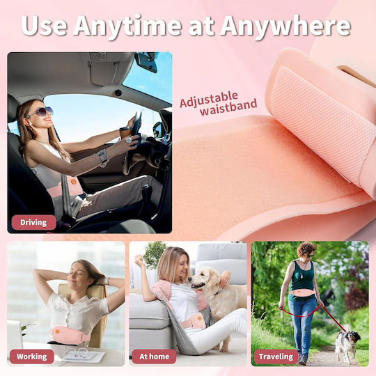 Centură Abdominală Bluetooth Dispozitiv De Masaj Cu Încălzire Anti-durere Menstruală Ciclu Suport Lombar Control Aplicație 3 Niveluri De Căldură 5 Moduri De Vibrație Reîncărcabilă Piersică