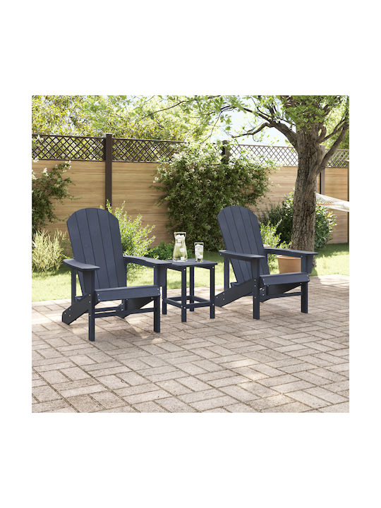 Outdoor-Stuhl Hölzernes Navy Blue 2Stück 74x58εκ.