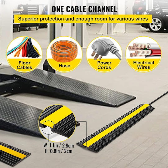 Set 4 Rampe De Protecție Pentru Cablu 1 Canal Din Cauciuc 102 X 15 X 3 Cm Capacitate 8 Tone Design Modular Parcări De Casă Garaje Depozite Negre