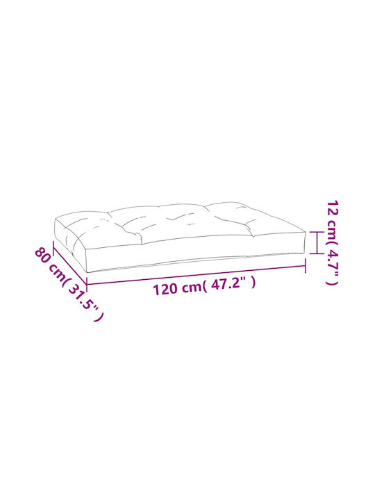 vidaXL Възглавница за пейка палета синьо руая 80x120см