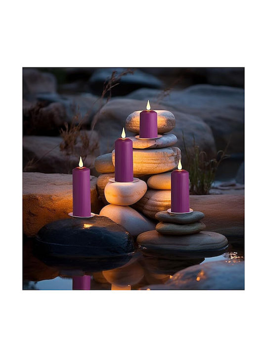 Set 6 Lumânări LED Reîncărcabile Cu Telecomandă Efect Flacără Temporizator Reglabil Luminozitate 5 Niveluri Halloween Crăciun Nuntă Petrecere Violet