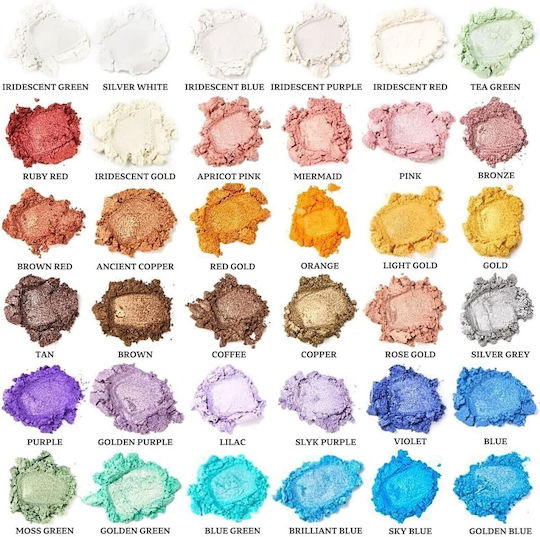 Set de Pigmenți Pudră Mica 36 Culoare Full Face X 10 G Aditiv Pudră Multifuncțional pentru Epoxy Resin Machiaj Săpun Lac de Unghii Lumânări Slime