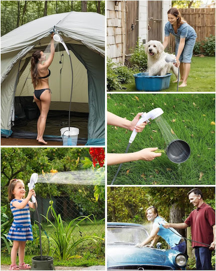 Duș Electric cu Baterie cu Dublă Alimentare pentru Camping