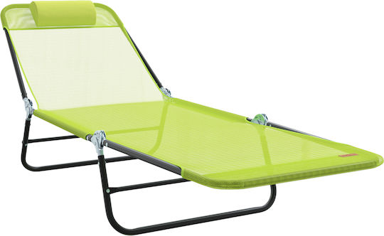 vidaXL Foldable Metallic Beach Sunbed Green with Pillow 55x182x85cm