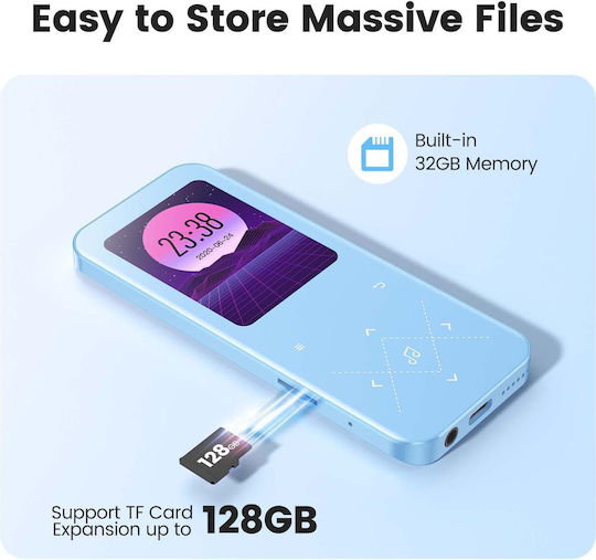MP3 Player (32GB) με Οθόνη 2.4" Μπλε X001LN27X1