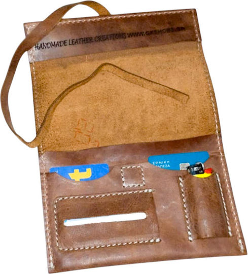 Gk Shoes Lederne Tabaktasche Braun mit Verschluss 10x16.5cm