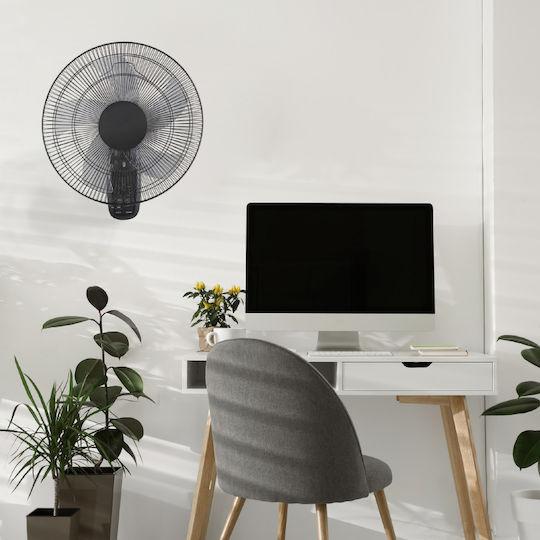 Aca Ανεμιστήρας Τοίχου 50W Διαμέτρου 45cm με Τηλεχειριστήριο Μαύρος