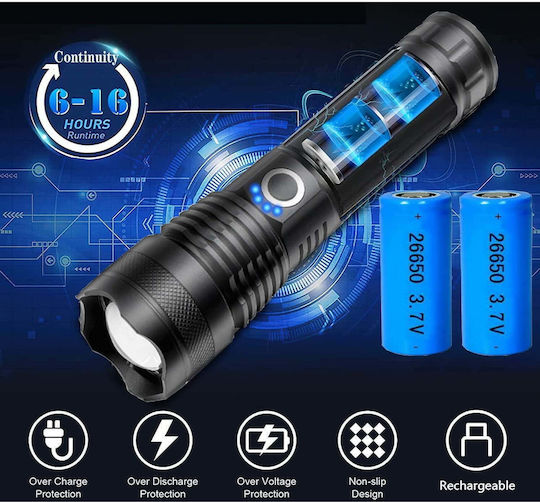 Επαναφορτιζόμενος Φακός LED IP67 με Μέγιστη Φωτεινότητα 30lm Flashlight