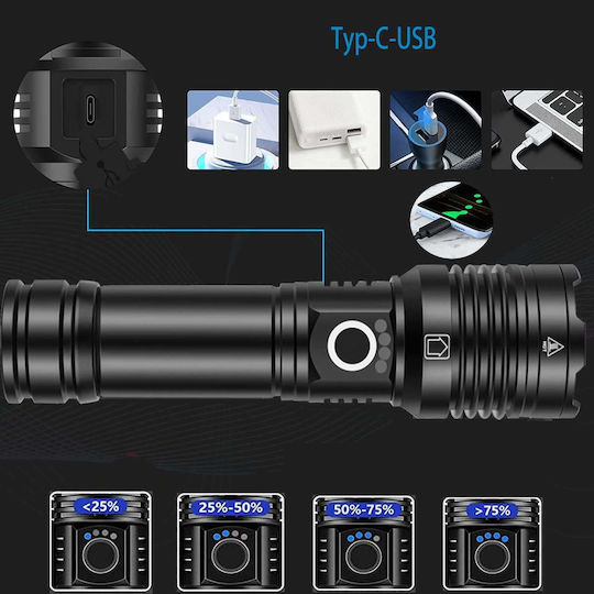 Επαναφορτιζόμενος Φακός LED IP67 με Μέγιστη Φωτεινότητα 30lm Flashlight