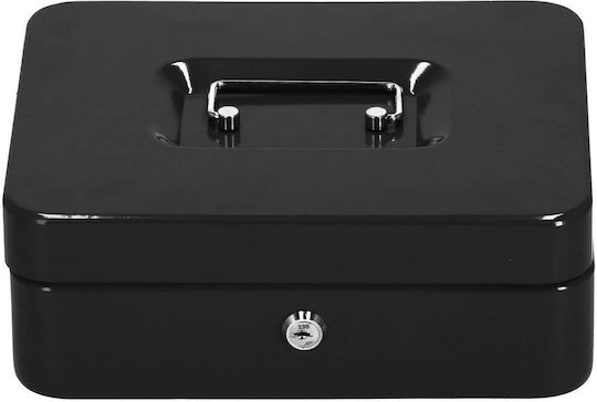 Cash Box Type Safe Compartmentalized Key Metal 25x20x9cm Black