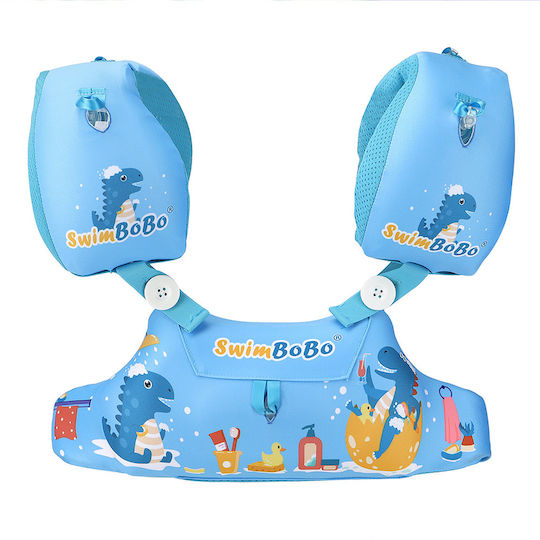 Centură De Înot Pentru Copii Jucărie Gonflabilă Albastră Mâneci Albastru Crocodil Design Vârste 2-6 Bebelogic