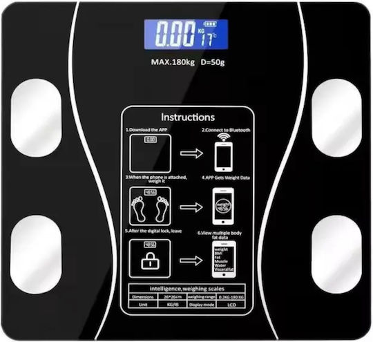 Smart Cântar de Baie 180kg cu Bluetooth Negru