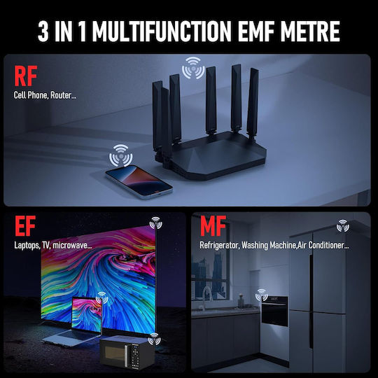 3 În 1 Detector De Radiație Măsoară Câmp Electric Ef Semnale Câmp Magnetic Mf Radiație Electromagnetică Digital Afișaj Sunet Avertizare Detector Fantomă Oprire Automată Ușor De Folosit