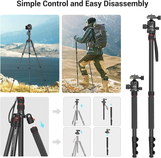 Trepied Din Aluminiu Cu Cap Hidraulic Până La 59cm Și Sarcină Maximă 15kg