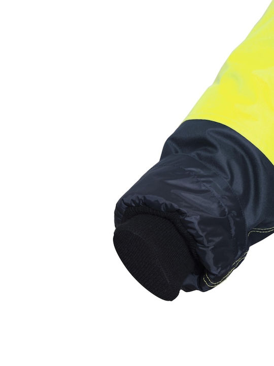 Active Gear Work Jacket Reflective Heated Softshell Cold with Fleece Lining and with Hood Yellow