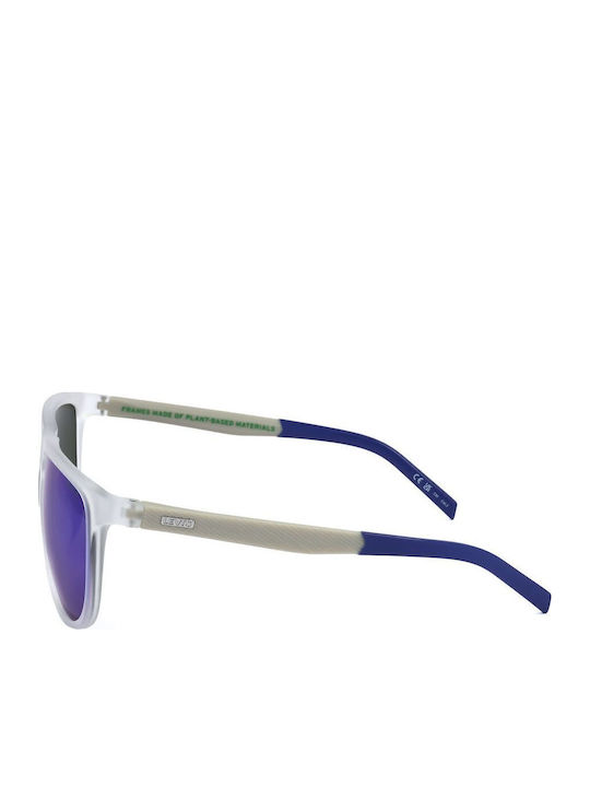 Levi's Men's Sunglasses with Transparent Plastic Frame and Blue Mirror Lens LV-5029-S-FJM