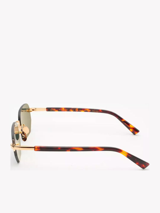 Gast Moonstone Women's Sunglasses with Gold Metal Frame and Green Lens MNS02