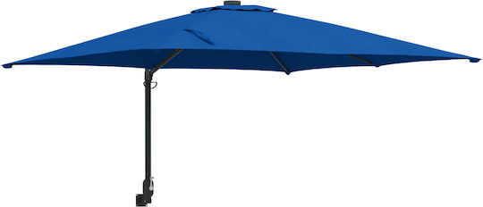 Umbrelă Pătrată Metalică Albastru cu Volan 3x3m