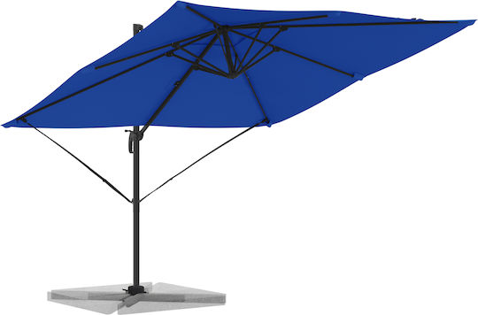 Hängender Aluminium Garten- und Terrassen-Sonnenschirm Blau 3x3xHöhe 2,65 m