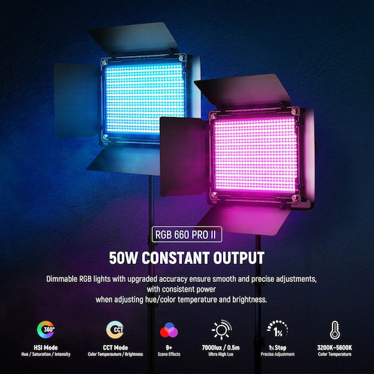 Kit De Iluminare 1 Corp De Iluminat 50W 3200 - 5600K Iluminare RGB Cu Trepied