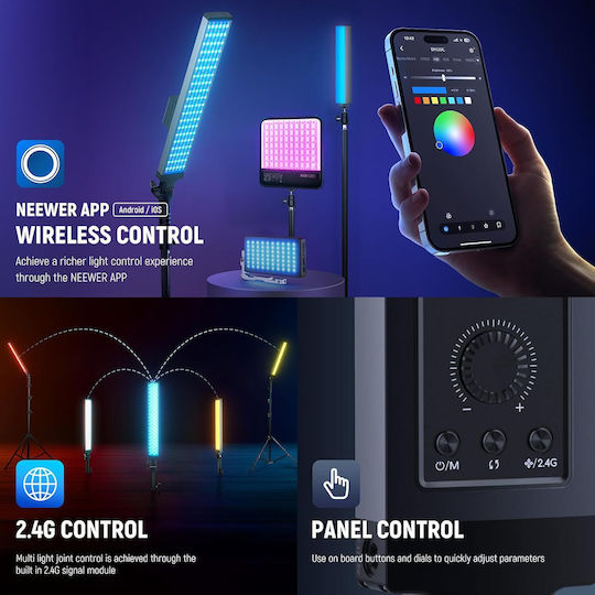 Iluminare Continuă Kit De Iluminare Pentru Fotografie Și Video 2 Corpuri De Iluminat RGB Cu Trepied