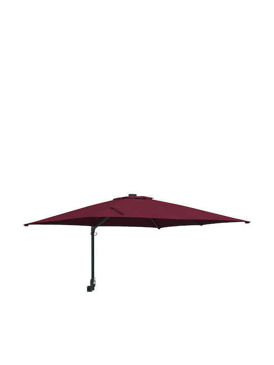 Wandmontierte Quadratische Aluminium Burgunder Garten- und Terrassen-Sonnenschirm 3x3xHöhe 1,6 m