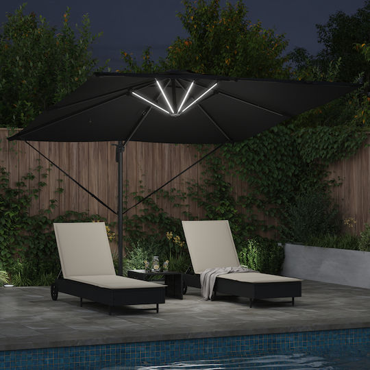 Hängender Aluminium Garten- und Terrassen-Sonnenschirm Schwarz 2,7x2,7xHöhe 2,7 m