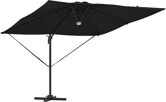 Hängender Quadratischer Garten- und Terrassen-Sonnenschirm aus Aluminium Schwarz 2,7x2,7xHöhe 2,7 m