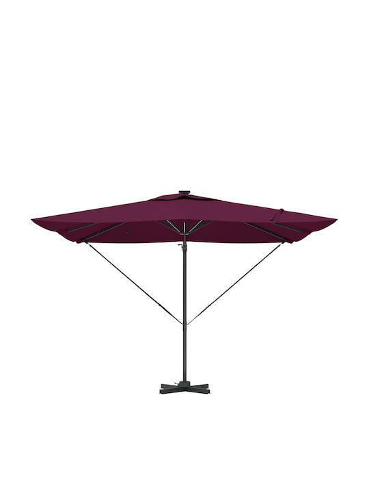 Hanging Circular Aluminum Burgundy Parasol F2.7xH2.7m