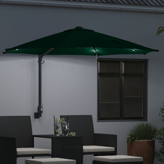 Wall Mounted Circular Metal Green Parasol F2.48xH1.48m