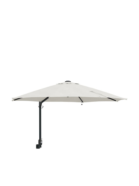 Wall Mounted Circular Aluminum Beige Parasol Φ2.48xH1.48m