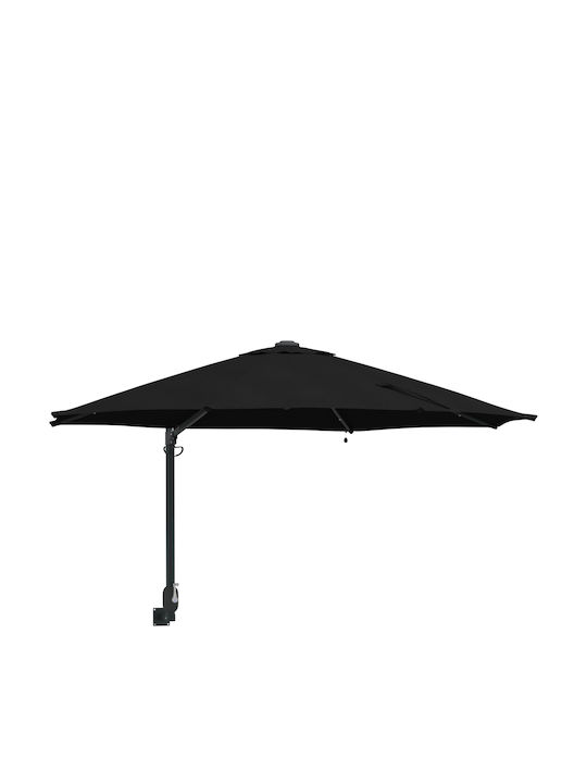 Wandmontierter Rundschreiben Aluminium Garten- und Terrassen-Sonnenschirm Schwarz F2.48xY1.48m