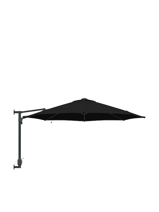 Wandmontierter Rundschreiben Aluminium Garten- und Terrassen-Sonnenschirm Schwarz F2.48xY1.48m